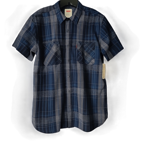 NWT Levi's Men's Blue Plaid Shirt - Picture 2 of 12
